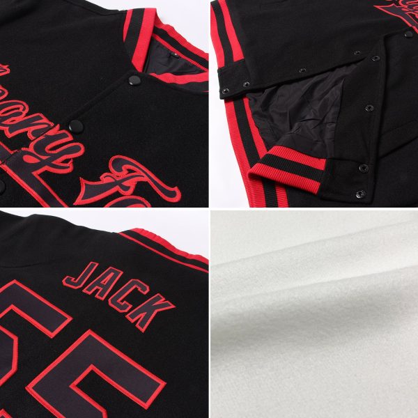 Custom White Orange-Black Bomber Full-Snap Varsity Letterman Two Tone Jacket - Image 2
